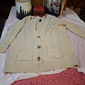 Agnes & Dora Cozy Cream Cable Knit 3 Button Cardigan Size Large